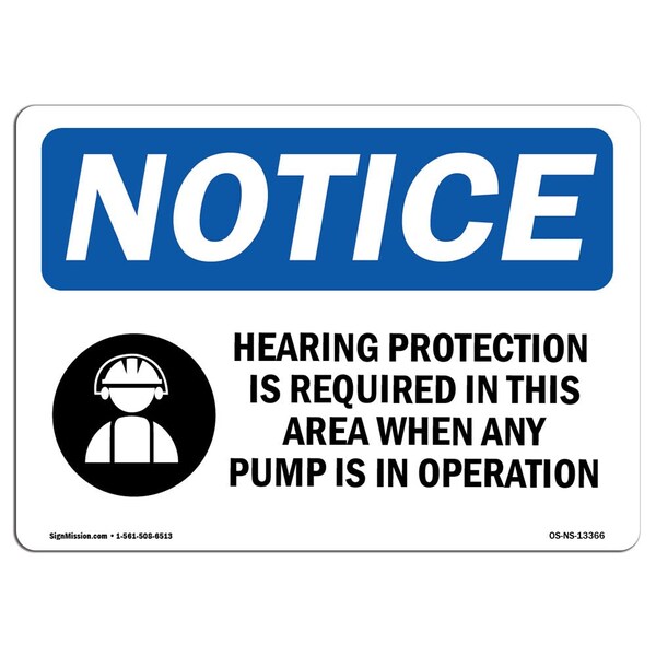 Signmission OSHA, Hearing Protection Is Required With Symbol, 14in X 10in Rigid Plastic, OS-NS-P-1014-L-13366 OS-NS-P-1014-L-13366 - main